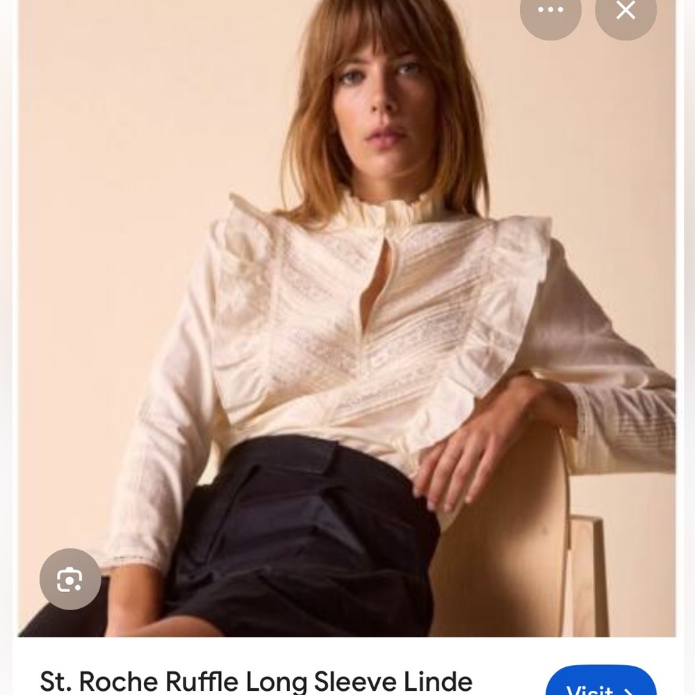 St. Roche Ruffle Long Sleeve Linde Blouse Top In black - Picture 12 of 13